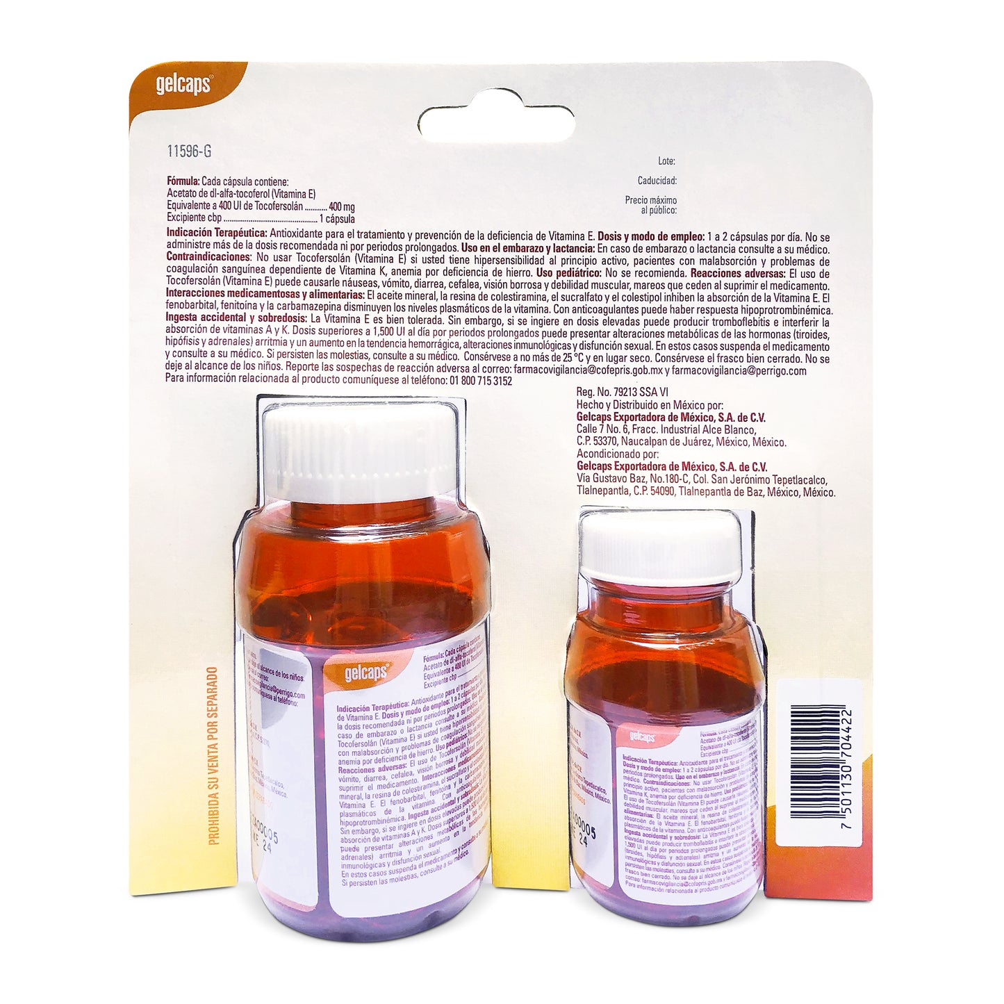 Vitamina E 400mg Dúo 120 Cápsulas Antioxidante Gelcaps