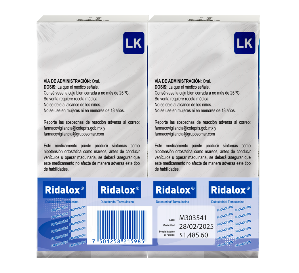 Ridalox 0.4/0.5MG x 30 2 pack