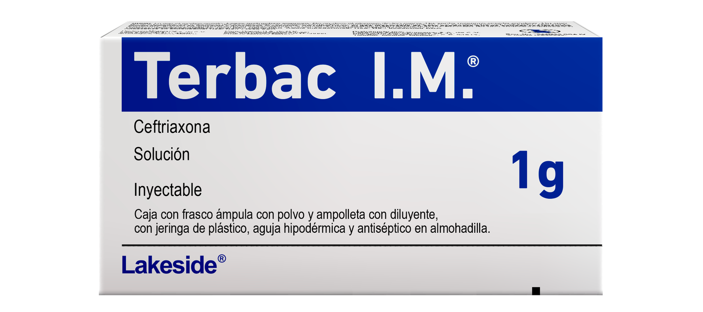 Terbac 1g IM fco C/ampula, ampolleta C/3.5 ml sol iny C/jeringa