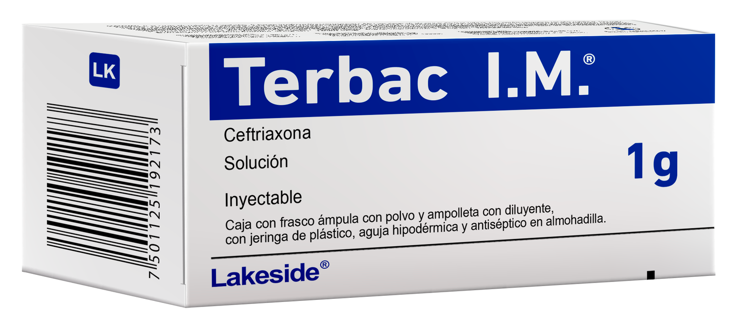 Terbac 1g IM fco C/ampula, ampolleta C/3.5 ml sol iny C/jeringa