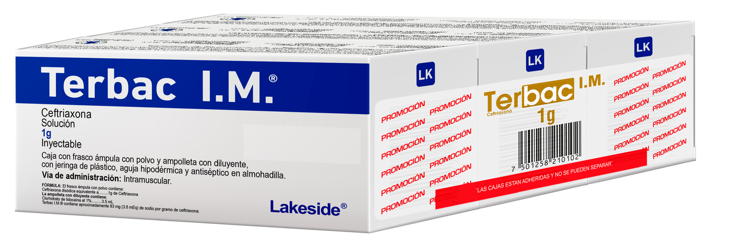Terbac 1g IM Tripack fco ampula C/ampolleta 3.5ml 1% sol iny c/jeringa
