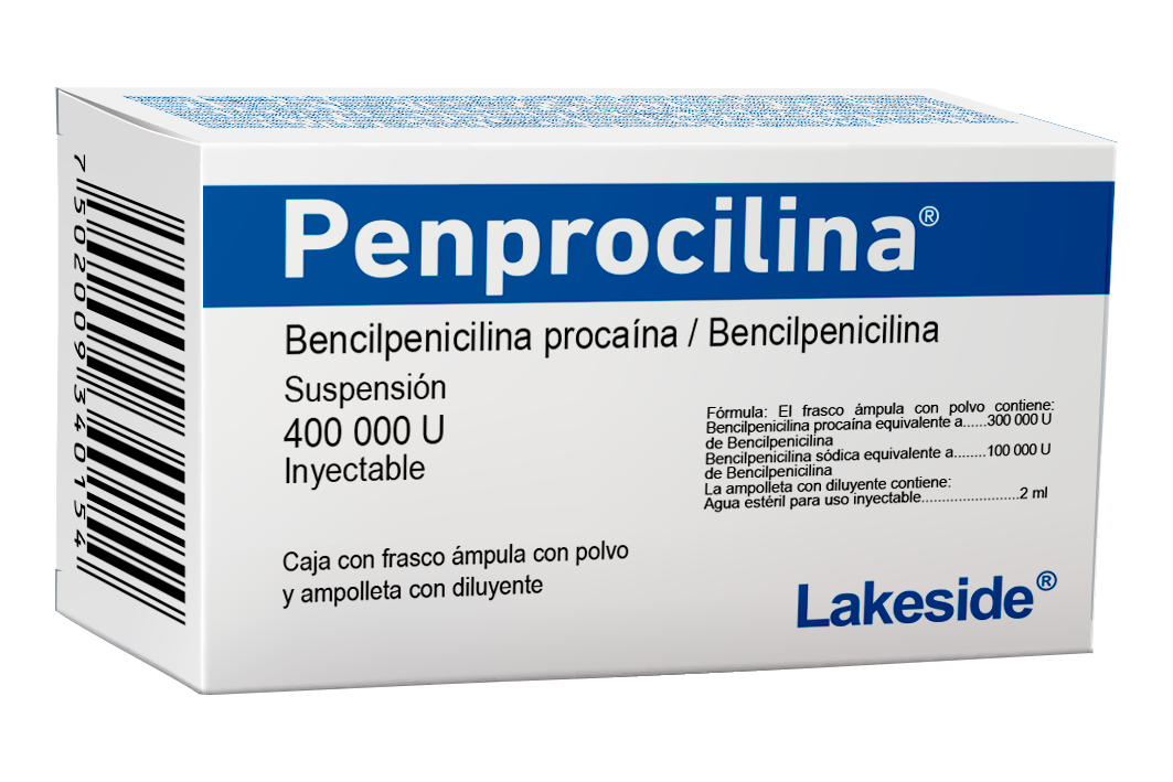Penprocilina 400 000 U fco c/ampula, ampolleta C/2ml suspension iny