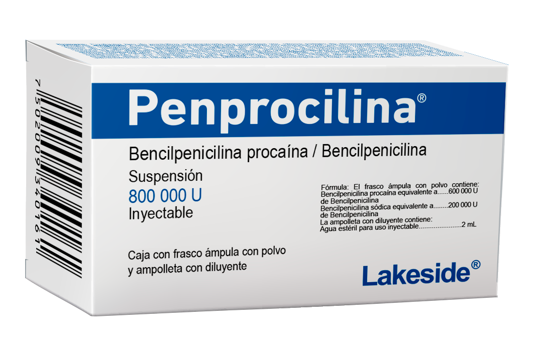Penprocilina 800 000 U fco c/ampula, ampolleta C/2ml suspension iny