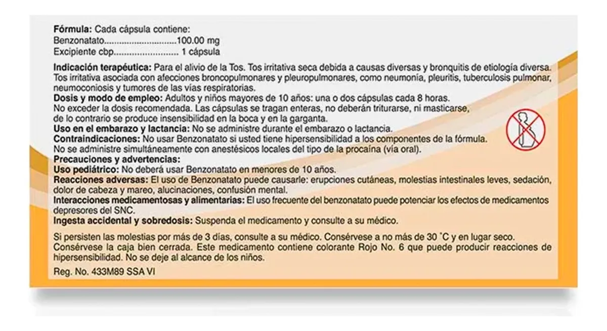 Capsicof Benzonatato 100mg Con 20 Caps Tos Seca Gelcaps