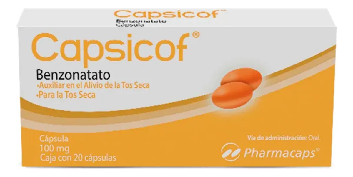 Capsicof Benzonatato 100mg Con 20 Caps Tos Seca Gelcaps