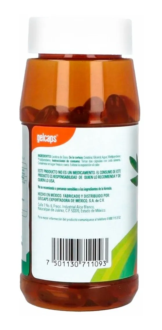 Lecitina De Soya 1200mg Con 100 Cápsulas Gelcaps