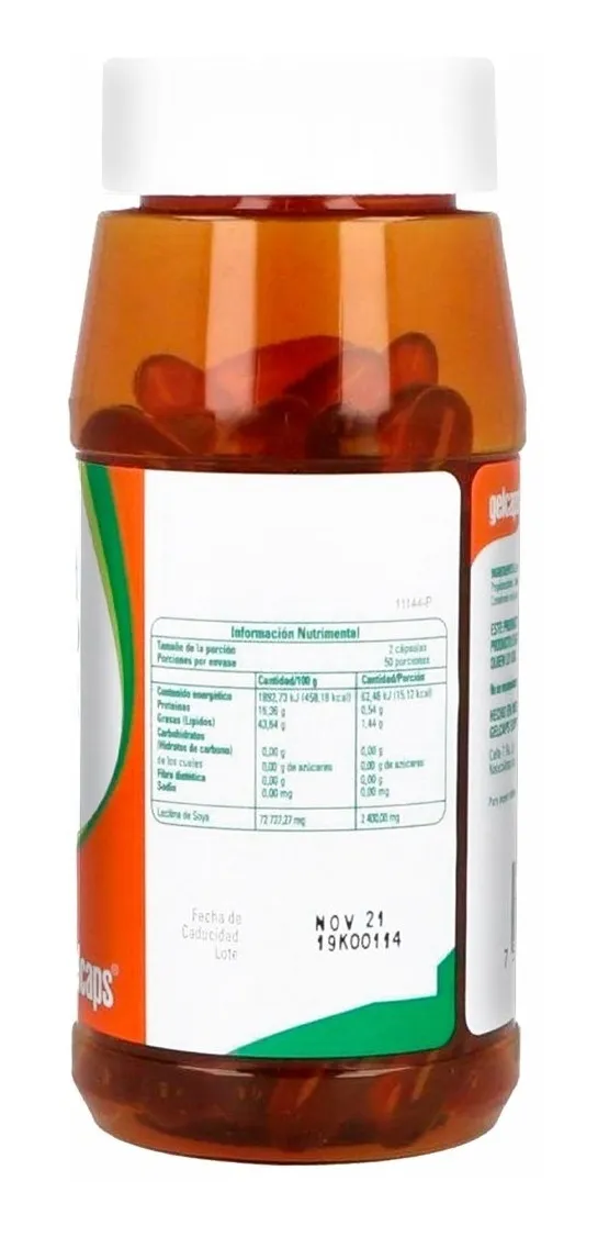 Lecitina De Soya 1200mg Con 100 Cápsulas Gelcaps